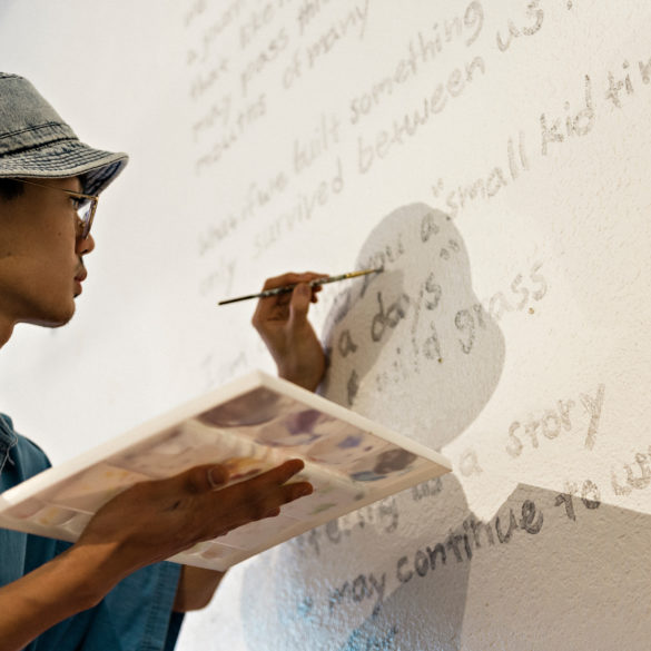 dane nakama painting for his box jelly show