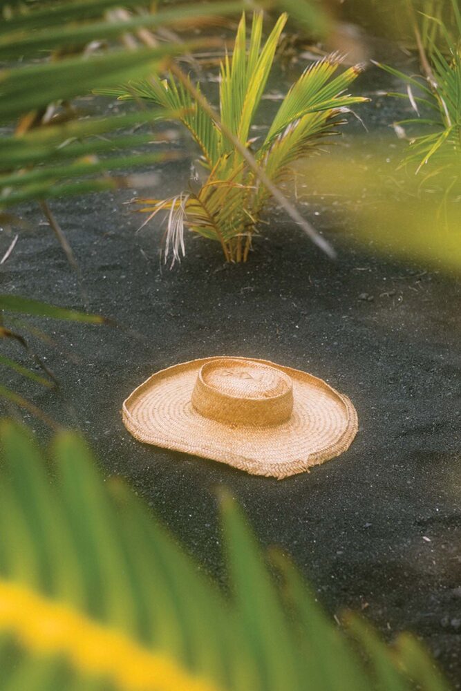 a straw hat on the ground