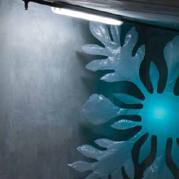 a blue flower made out of plastic